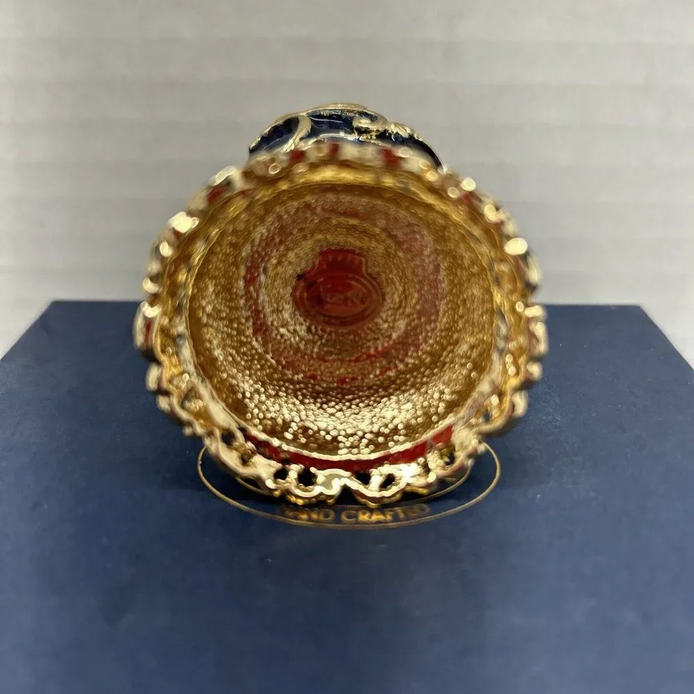 Sorelle Trinket Box Hinged Enameled Rhinestones Globe Original Lined Box - Picture 7 of 8